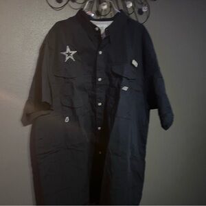 Blue Button-Up cowboys columbia shirt